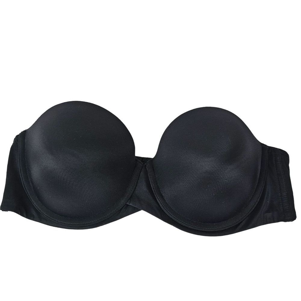 Maidenform Women's Strapless Black Satin Push-Up Bra 38B‎